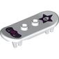 Sports Skateboard with Trolley Wheel Holders with Minifig Skull on Star and Winged Heart Print