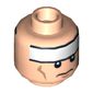 Minifig Head Batman, White Stripe on Forehead and Cheek Lines, Frown / Determined Print