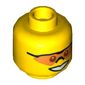 Minifig Head Hero / Pit Crew, Orange Sunglasses with Nose Piece, Smile and Chin Dimple Print [Hollow Stud]