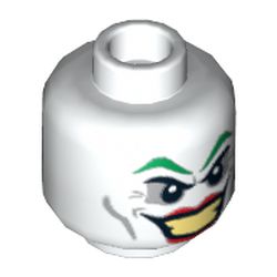 Minifig Head Joker, Green Eyebrows, Red Lips, Wide Smile / Smirk Print
