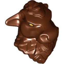 Minifig Head Special with Pin Holes, Minotaur with Gold Eyes Print