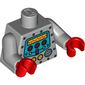 Torso Robot with Silver Rivets, Yellow Gauges, Red Knobs and Yellow Screen Print, Light Bluish Gray Arms, Red Hands
