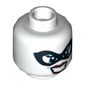 Minifig Head Harley Quinn, Dual Sided, Black Eyemask, Red Lips, Smile / Bared Teeth Print [Hollow Stud]