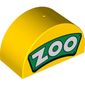 Duplo Brick 2 x 4 x 2 Curved Top with White 'ZOO' on Green Background Print