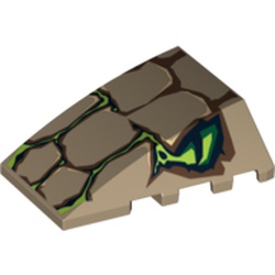 Wedge Curved 4 x 4 No Top Studs with Scales and 2 Lime Eyes Print