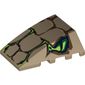 Wedge Curved 4 x 4 No Top Studs with Scales and 2 Lime Eyes Print