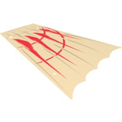 Sail, Scalloped, 28 x 18 Right with Red and Dark Tan Print