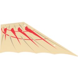 Sail, Scalloped, 28 x 18 Left with Red and Dark Tan Print