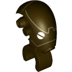 Minifig Head Special, Mechanical with White Eyes and Dark Tan Lines Print (Commando Droid)