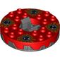Turntable 6 x 6 Round Pearl Titanium Base Serrated with Red, White, Yellow and Black Print (Ninjago Spinner)