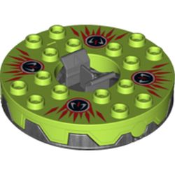 Turntable 6 x 6 Round Pearl Titanium Base Serrated with Red, White and Black Print (Ninjago Spinner)