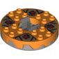 Turntable 6 x 6 Round Flat Silver Base Serrated with Dark Red Faces on Dark Tan and Dark Gray Print (Ninjago Spinner)