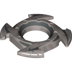 Ring 4 x 4 with 2 x 2 Hole and 4 Arrow Ends with Black Spikes Print (Ninjago Spinner Crown)