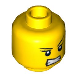 Minifig Head Nya, Eyelashes, Red Lips, Determined / Angry Print