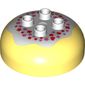 Duplo Brick Round 4 x 4 Dome Top with 2 x 2 Studs - Marbled White 'Frosting' with Red and Pink Hearts and Stars Print