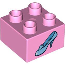 Duplo Brick 2 x 2 with Light Blue Shoe Cinderella Glass Slipper Print