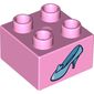 Duplo Brick 2 x 2 with Light Blue Shoe Cinderella Glass Slipper Print