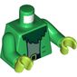Torso Jacket with Two Buttons over Light Blue Shirt and Dark Green Beard Print, Green Arms, Lime Hands