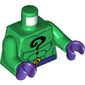Torso Bodysuit, Black Question Mark on Chest and Yellow Question Mark on Dark Purple Belt Print, Green Arms, Dark Purple Hands
