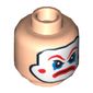 Minifig Head Henchman, White Face Paint, Large Red Eyebrows, Blue Eye Shadow and Frown Print