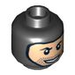 Minifig Head, Balaclava with Light Nougat Face, Stubble and Rakish Smile Print [Hollow Stud]