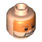 Minifig Head Jek Porkins, Dark Tan Beard and Eyebrows, Orange Visor Print [Blocked Open Stud]