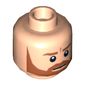 Minifig Head Obi-Wan Kenobi, Beard with Brown Trim Beard Closed Mouth / Bared Teeth Print