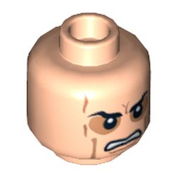 Minifig Head Anakin Skywalker, Sunken Eyes, Cheek Lines, Teeth / Closed Mouth Print