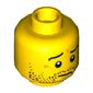 Minifig Head Hero, Beard Stubble, Wrinkles and Worried Look Print [Hollow Stud]