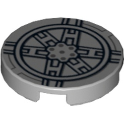 Tile Round 2 x 2 with Bottom X Cross, Black Tie Fighter Print