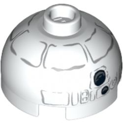 Brick Round 2 x 2 Dome Top, Hollow Stud with Gray Lines and Coal Pieces Print (Snowman R2-D2)