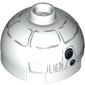 Brick Round 2 x 2 Dome Top, Hollow Stud with Gray Lines and Coal Pieces Print (Snowman R2-D2)