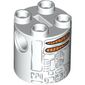 Brick Round 2 x 2 x 2 Robot Body, Axle Holder '+' Orientation with Gray Lines and Carrots Astromech Droid Print (Christmas R2-D2)
