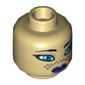 Minifig Head Barriss Offee, Purple Lips, Dark Tan Tattoo Print [Blocked Open Stud]