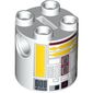 Brick Round 2 x 2 x 2 Robot Body, Axle Holder '+' Orientation with Yellow and Dark Red Astromech Droid Print (R5-F7)