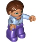 Duplo Figure Bob / Pageboy Hair Reddish Brown, Wrap Top with Buttons - Dark Purple Legs