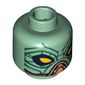 Minifig Head Embo, Dual Sided, Large Yellow Eyes / Black Lines Print [Blocked Open Stud]