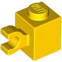 LEGO part 65459 BRICK 1X1 W/ HOLDER, VERTICAL in Bright Yellow/ Yellow