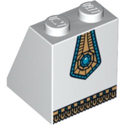 Slope 65° 2 x 2 x 2 with Bottom Tube with Gold Panel with Blue Jewel and Gold Fringe Print [col05-14]