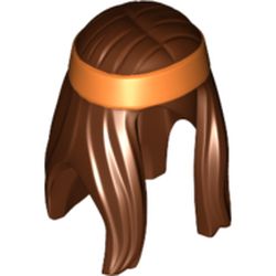 Hair and Headband, Long, Orange Headband Print