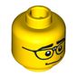 Minifig Head Computer Programmer, Thick Eyebrows, Repaired Glasses, Nervous Smile Print [Blocked Open Stud]