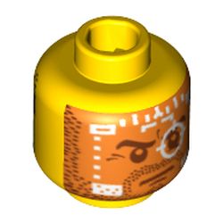 Minifig Head Galaxy Patrol, Dual Sided, Beard Stubble, Orange Head-Up Display (HUD) / Helmet Scope Print [Blocked Open Stud]