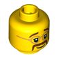 Minifig Head Hippie, Glasses, Brown Moustache and Eyebrows Print [Blocked Open Stud]