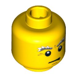 Minifig Head Bagpiper, White and Gray Bushy Eyebrows, Crow's Feet Print [Blocked Open Stud]