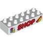 Duplo Brick 2 x 6 with Ice Cream Cone, 'SHOP', and Hot Dog Print