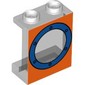 Panel 1 x 2 x 2 with Side Supports - Hollow Studs with Porthole Blue on Orange Background Print