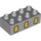 Duplo Brick 2 x 4 with 3 Yellow Oval Windows Print