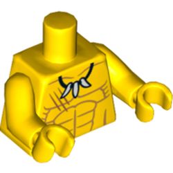 Torso Bare Chest with Muscles and Tooth Necklace Print, Yellow Arms and Hands