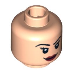 Minifig Head Wonder Woman, Eyelashes and Red Lips, Smile / Angry Print