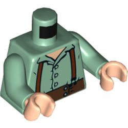 Torso Shirt with Buttons and Suspenders Print (Frodo), Sand Green Arms, Light Nougat Hands